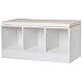Amazon Basics 3-Cube Entryway Shoe Storage Bench with Cushioned Seat, White