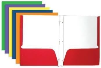 BAZIC 3145 Two-Pocket Portfolio with Three-Prong Fastener, 4 Pack (Colors May Vary)