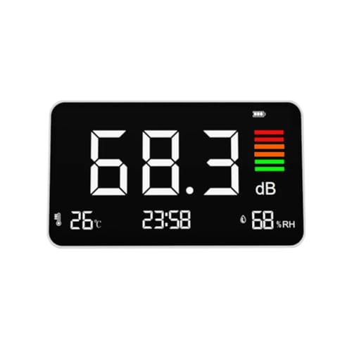 4-in-1 Decibel Meter Digital Sound Decibel Meter,Portable Sound Level Detector Rechargeable dB Noise Tester with A/C Frequency&DC Output, 3-Color Alarm, Real Time Measurement