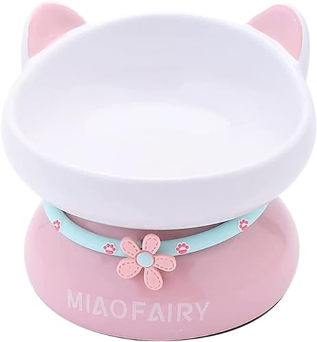 小型犬猫用 陶器食器 15度傾斜 猫の頸椎保護 嘔吐防止 食べやすい 滑り止め フードボウル (B)