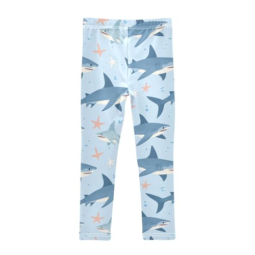Sharks Starfish Girls' Leggings Toddler Doodles Stars Kids Yoga Pants Dance Active Tights 4T2