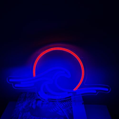 Xusdamyj Sunset Over The Waves Neon Sign,Sunset Sunrise Sign for Wall Decor Dimmable Wave Neon Sign,for Man Cave Bedroom Living Room - Image 4