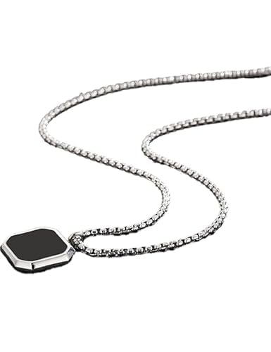 Stainless Steel Octagonal Black Onyx Pendant Necklace for Men, Silver Chain, Minimal Fashion Jewelry - Review, Price and Buying Guide