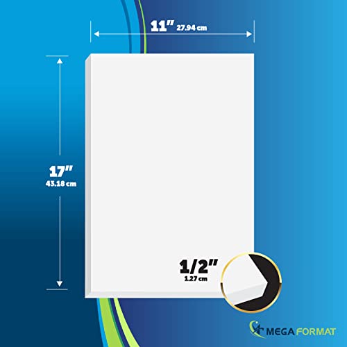 Image of Mega Format Expanded PVC Plastic Sheets - 11 inch X 17 inch Rigid White Sheet for Crafts, Signage, & Displays - Sintra, Celtec PVC Board - Waterproof for Outdoors Use - 1 /2 inch Thick - 1-Pk-White