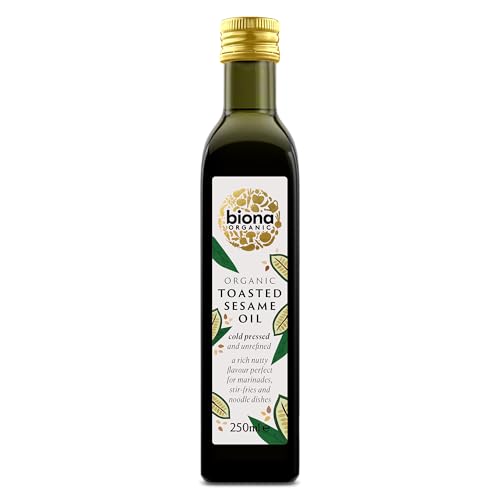 Biona Organic Toasted Sesame Seed Oil 250ml - Pressed From Gently Toasted Sesame Seeds - Cold Pressed and Unrefined - Authentic Oriental Taste - For Stir Fries Noodles and Marinades