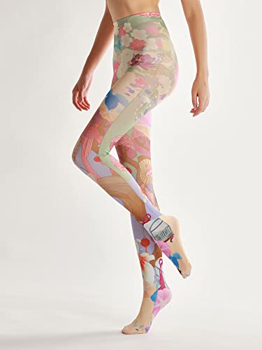 Image of Sahabowi Women Tights, Sheer High Waist Pantyhose, Vintage Control Top Stockings, Siwa opaque print1