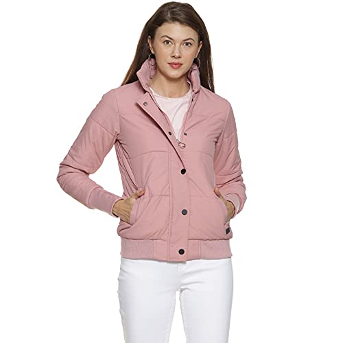 PINACOLADA Women's Puffer Jacket With Angled Open Pockets For Casual Wear | High Neck | Long Sleeve | Button Closure | Polyester Jacket Crafted With Comfort Fit For Everyday Wear