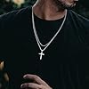 YADOCA Cross Necklace for Men, Stainless Steel Silver Black Gold Layered Rope Chain Cross Pendant Necklace Simple Jewelry Gifts Chain Necklace for Men Women Boys Girls, Silver #2
