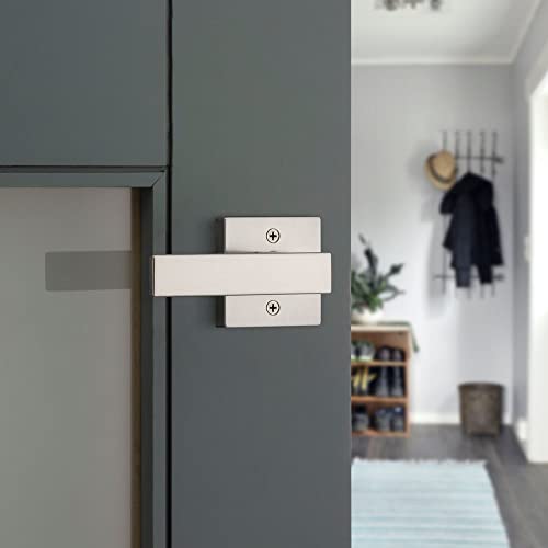 Image of Kwikset Singapore Dummy Door Handle, Single Sided Lever for Closets, French Double Doors, and Pantry, Satin Nickel Non-Turning Reversible Interior Push /Pull Lever, with Microban Protection (Pack of 4)