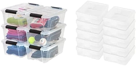 IRIS USA, Inc. TB-42 12 Quart Stack & Pull Box, Clear, 6 Stack and Pull with IRIS Small Modular Supply Case, 10 Pack, Clear