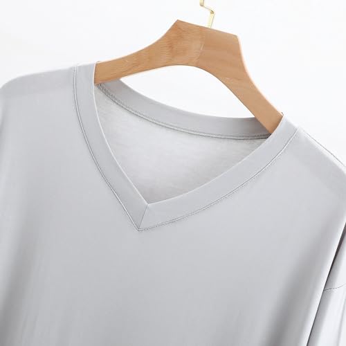 ZEEREE Men Nightshirts Night Sleep Shirts Comfy Long Sleeve V Neck Nightgown Robe Sleep Gowns Nightwear for Sleeping4