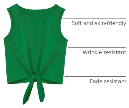 Image of Girls Crop Tops Summer Tie Knot T Shirt Short Sleeve Shirts Tee Tank Top Size 5-14 Years