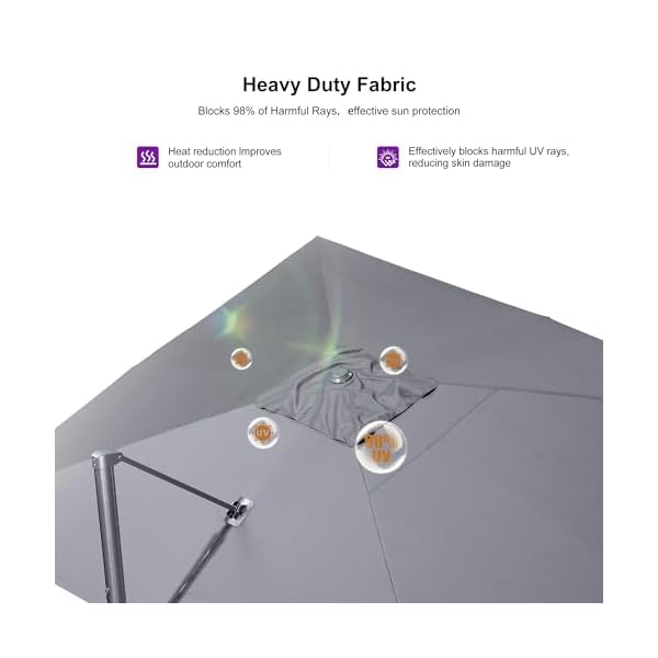 Purple leaf 10 x 13 rectangle patio umbrella outdoor large aluminum cantilever umbrella with 3 year fade resistance recycled fabric and 360 degree rotation for deck pool garden mist grey  urban country home decor