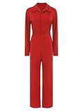Monduelle Damen Arbeitsoverall Schutzanzug Blaumann Overall Jumpsuit Werkstatt Arbeitsanzug Coverall Mechaniker Arbeitskleidung Rot L