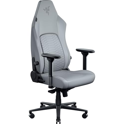 Iskur V2 NewGen - Sedia ergonomica da gaming con comfort traspirante Pelle EPU di 2a gen con tecnologia CoolTouch - supporto lombare HyperFlex - delle spalle e base del sedile ampie | Grigio