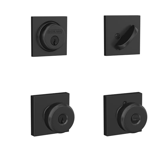 Schlage FB55 N G BWE 622 COL Single Cylinder Deadbolt and Keyed Entry Bowery Knob with Collins Trim, Matte Black by SCHLAGE - Image 6