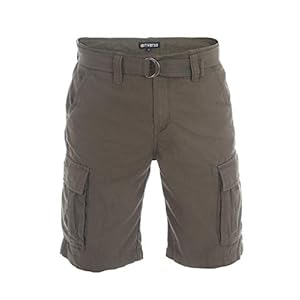 riverso RIVJoel Cargoshorts voor heren, korte broek, regular fit, bermuda, zomershort, riem, 100% katoen, beige, groen…