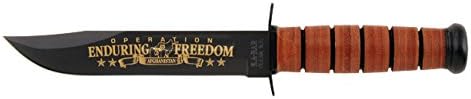KA-BAR USMC OEF Afghanistan Commemorative Knife 7" 1095 Cro-Van Steel Blade, Leather Handle & Sheath