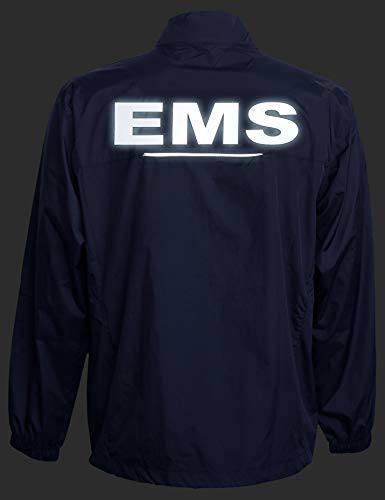 EMS Navy windbreaker, REFLECTIVE logo, zip-up jacket, First Responder, thin windbreaker without lining.4