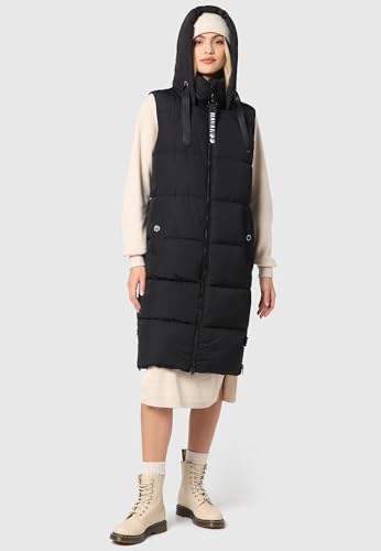Navahoo Damen ärmellose lange Outdoorweste warme Winterjacke Schnuffelchen Black Gr. M
