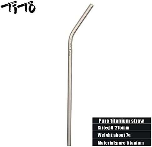 TiTo Titanium Metal Straw Reusable Drinking Straws with Cleaning Brush for Smoothie, Milkshake, Cocktail and Hot Drinks (1 Bent)
