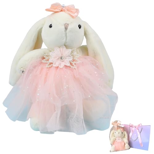[HAYAOKIYASAN] 発表会 プレゼント うさぎ ぬいぐるみ バレエ ピアノ 女の子 6･7･8･9･10歳 小学生 お誕生日 可愛い キーホルダー 手提付 (ドレうさ,ナデシコ)