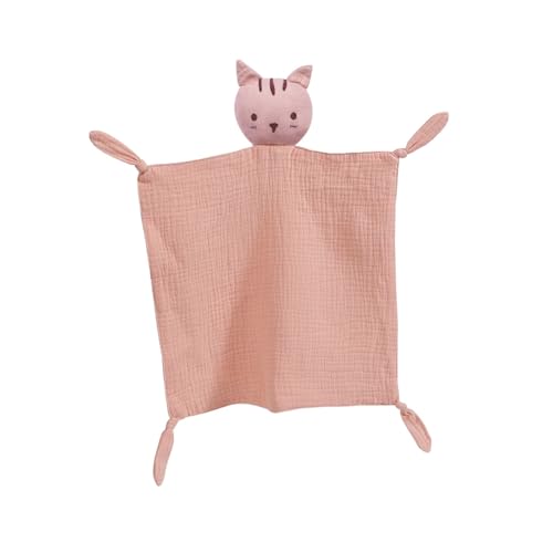 Image of insular Lovey Blanket for Boys and Girls, Organic Cotton Muslin Security Blanket for Babies, Soft Breathable Lovie Soothing Towel for Newborn and Infant, Pink Cat