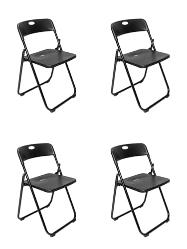 aro Set di 4 Sedie Pieghevoli, Struttura in Acciaio, Seduta in Polipropilene, 49x47x75 cm, Nero