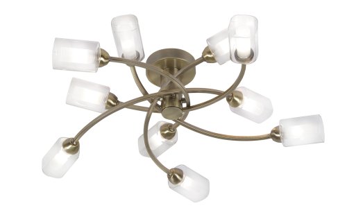 Lustre 10 lumières Ofira suspension laiton antique de salon