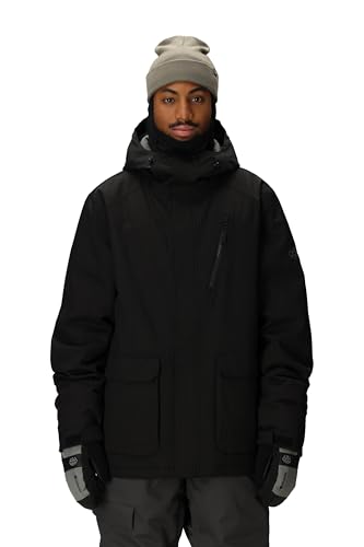 686 Men's Nightline Insulated Jacket - Water Resistant Winter Ski Jacket for Snow and Cold Weather - Black Herringbone, Medium