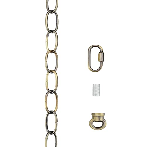 Image of Aspen Creative 21109-51,Steel 6 Feet Heavy Duty Chain & Quick Link Connector for Hanging Up Maximum Weight 40 Pounds-Lighting Fixture /Swag Light /Plant in Antique Brass.11 Gauge.