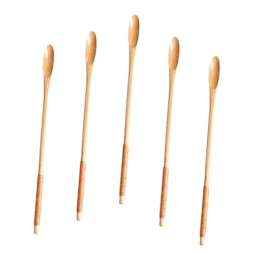 KICHOUSE Long Handle Wooden Stirring Spoon for Coffee Honey Pcs Set Practical Kitchen Spoon for Cooking Mixing