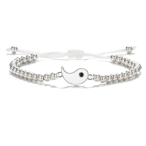 Pareja de Pulseras Anillos Yin Yin Yang Tai Chi Posteo Colgante de Trenza Ajustable Collar Collar de Pulsera de Amante