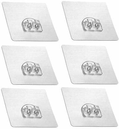 Plastic Wall Hooks - Heavy Duty Mounted Hooks for Tile (Pack of 6)