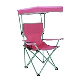 CNEIESD Kids Canopy Camp Chair Portable Foldable with Locking Mechanism, Retractable Sunshade & Carry Bag, 125lb Capacity, Cup Holder (Pink)