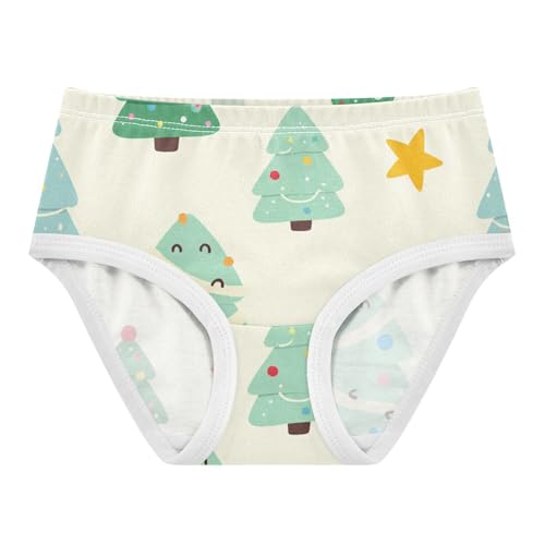 Colorful Christmas Trees Elastic Waistband Girls' Panties Comfort Underwear for Young Girls in Sizes 2T,3T, 4T, 5T, 6Y and 8Y