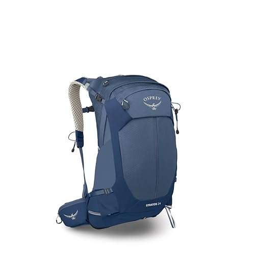 Image of Osprey Stratos 24L Men's Hiking Backpack - Adjustable Daypack with Waterproof Raincover & Bottle Pockets, Nirvana Blue