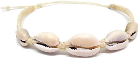 Hawaiian Natural Cowrie Bracelet - Shell Stretch Chip White Cream Wrist Ankle for Women