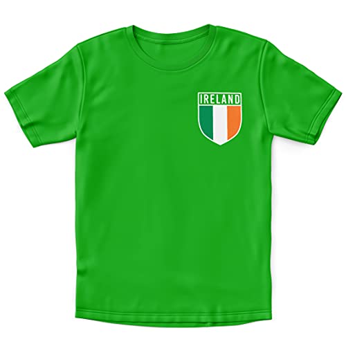 Image of Ireland Football Shirt Kids - Boys Ireland Flag Badge Retro T Shirt - Football Country European 2021 Supporters Gifts For Kids - 2020 Irish Tournament Footy Soccer Top, 7-8 Years, Irish