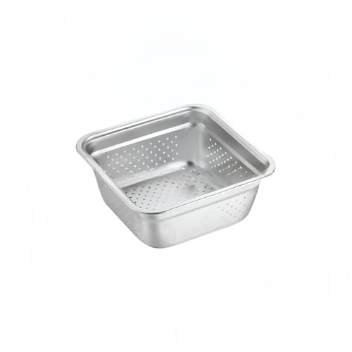 ステンレス製角バット&ザルセット 30CM 食洗機対応 水切り/下ごしらえ/一時保存に便利 省スペース設計 サビにくい (20CM,ステンレス漏れ鉢)