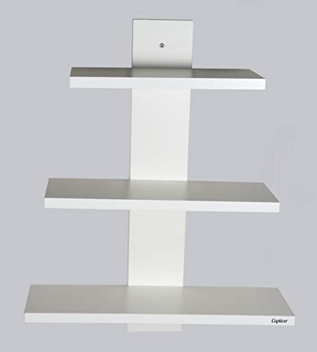 Image of Captiver Wooden Wall Mounted Decorative Shelf Racks Stand (Matte Finish White) II for Living Study Room Bathroom Kitchen Home Multipurpose Storage Bedroom Tv