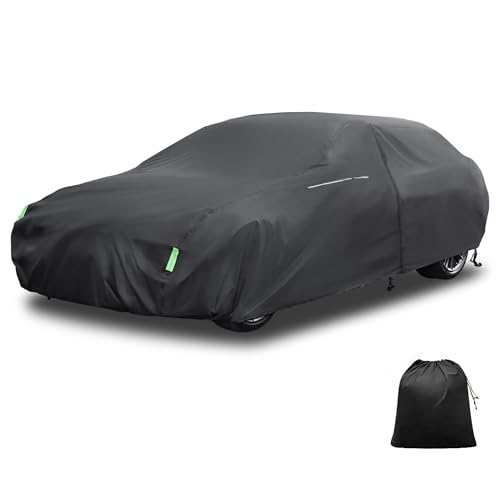 Image of X AUTOHAUX Waterproof Sedan Car Cover for 178-186 Inch Sedans - All-Weather Protection, Anti-UV, Windproof, Left Side Zipper & Mirror Pockets Heavy Duty Outdoor Vehicle Cover