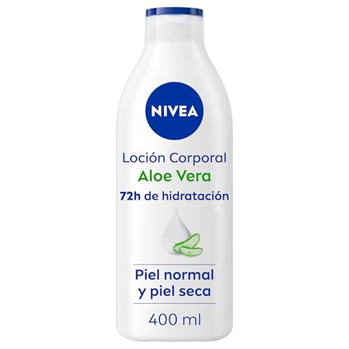 NIVEA Loción Corporal Aloe Vera (1 x 400 ml), body loción refrescante para 72 h de hidratación profunda, loción hidratante con aloe vera, ácido hialurónico y sérum nutritivo