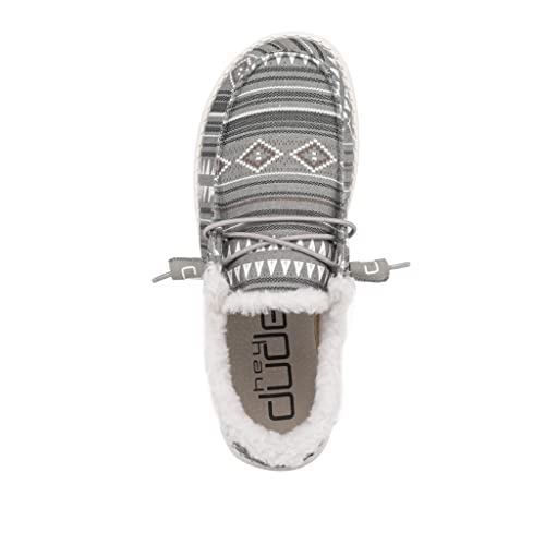 Image of HEYDUDE Women's Wendy Boho Stripe Grey Size 10 | Women's Shoes | Women's Lace Up Loafers | Comfortable & Light-Weight