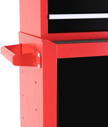 Miniatura 8 de LuckyNoteCofre con ruedas con 3 cajones, caja de herramientas con armario de almacenamiento grande y estante ajustable, caja superior portátil