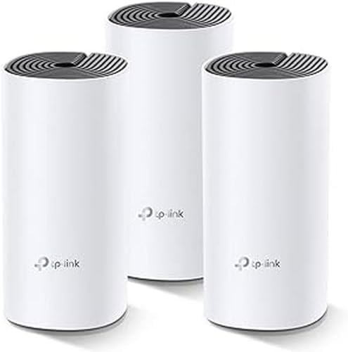 TP-Link Deco M4 Mesh System (3-pack), AC1200 Dual Band Router (räckvidd upp till 370 m², perfekt för stora hus med flera enheter) Vit