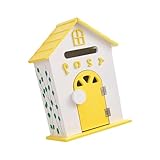 Briefkästen Wandhalterung Briefkasten Garten Holz Café Dekoration Rustikal 22x12x32cm Sammelbox Stabiler Vorschlagskasten for den Außenbereich Für Draußen(Yellow)