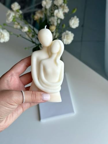 Image of Couple Candle, Decorative Figurine Candle, Cream White, Romantic Embrace Design