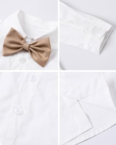 Image of SANGTREE Baby Suits for Boys Gentleman Wedding Outfits Long Sleeve Dress Shirt Suspender Pants Bowtie Boy Clothes Set, 1-6T