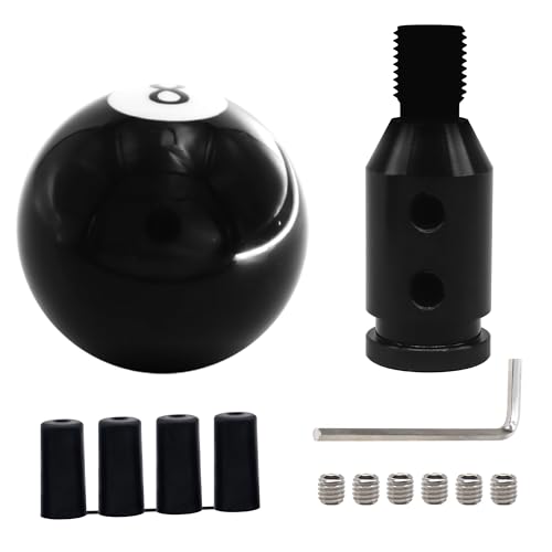 HISports Schaltknauf Rund Schwarz 8 Ball Billard Acryl Universal Auto Schaltknauf Schalthebel mit Adapter 12 x 1,25 mm, 8 Ball Schalthebel Gear Shift Knob für Manuelle Schalthebel ohne Gewinde